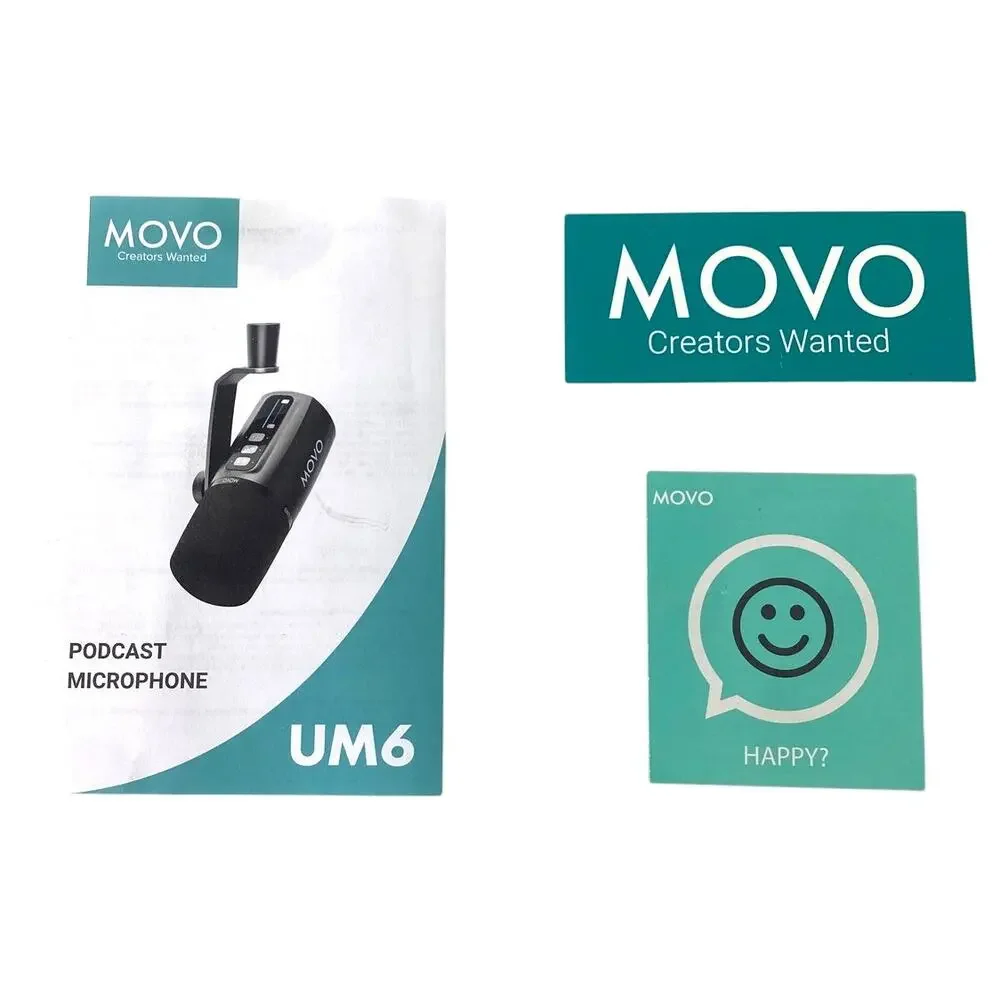 Movo UM6 Dynamic USB-C and XLR Black Podcast Microphone GainCast Used Once